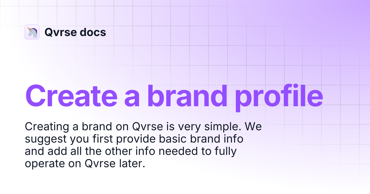 Create a brand profile | Qvrse docs